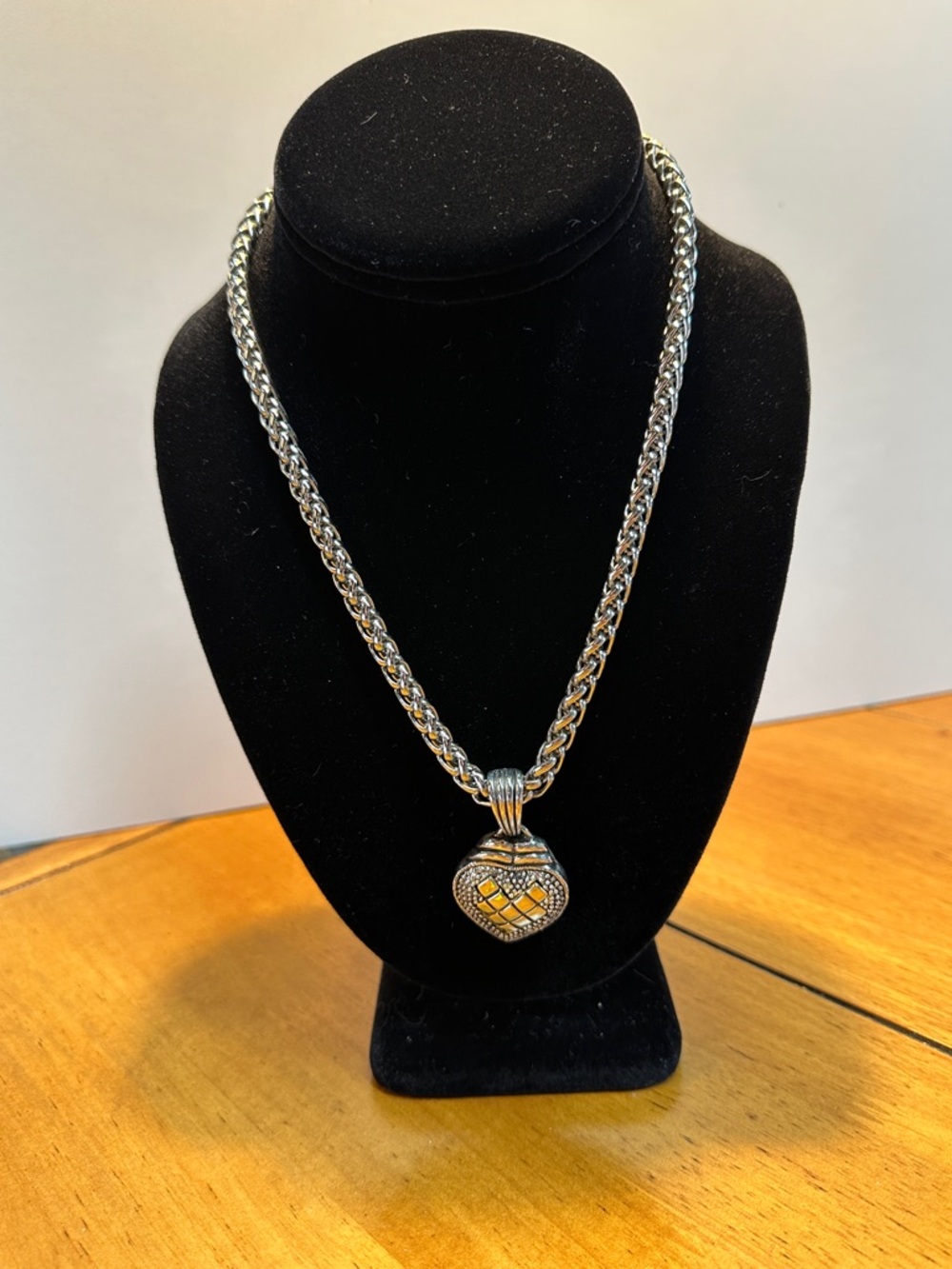 Two-Tone Heart Pendant Necklace in Silver and Gold